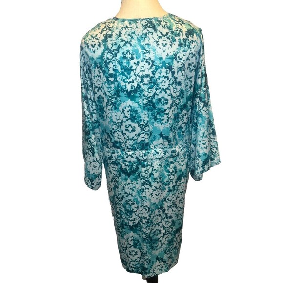 Linea Donatella Satin Charmeuse Wrap Short Robe Jade Medallion Print L/XL NWT - Picture 4 of 8